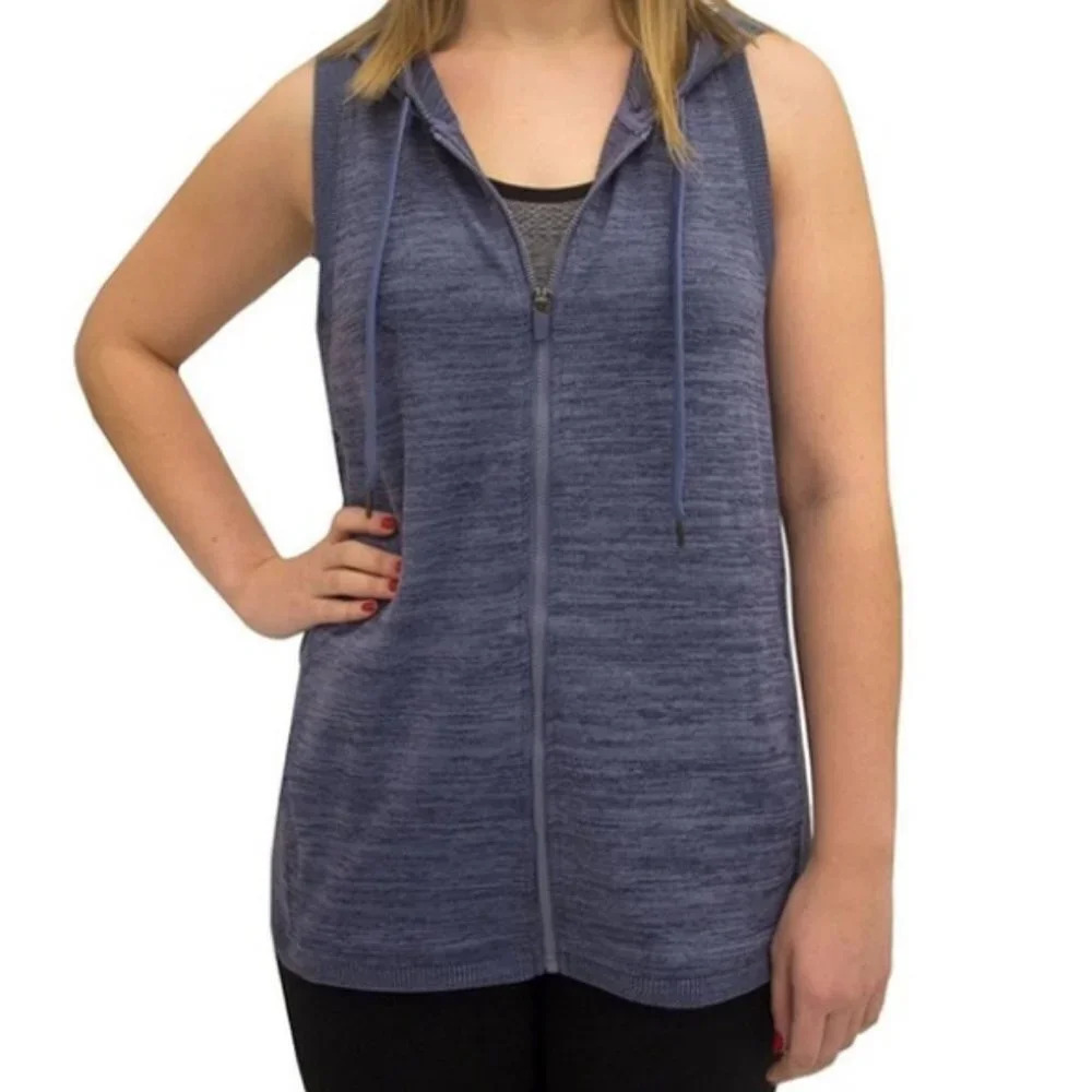Active Life Sleeveless Hooded Vest, Small,‎ Blue, Open-Back, Zip Up, New w Tags